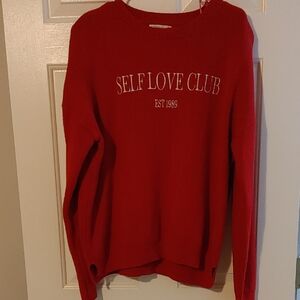 Sincerely Jules Red Crew Neck Sweater Women's XL Soft Self Love Club Valentine